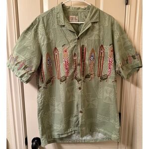 Vtg 90s Royal Hawaiian Creations Shirt XL Green Surfboard Turtle Made in Hawaii